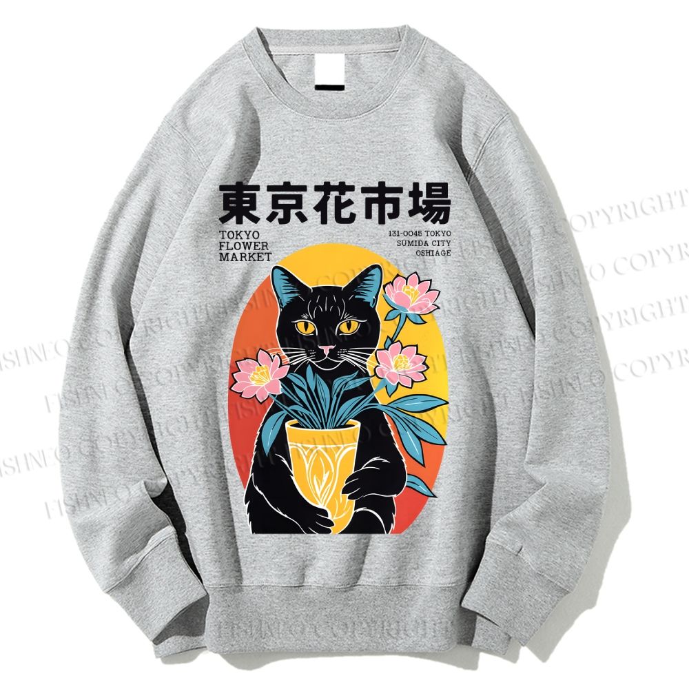Unisex Tokyo Flower Market Printed Sweatshirt