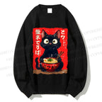 Unisex Ramen Cat Printed Sweatshirt