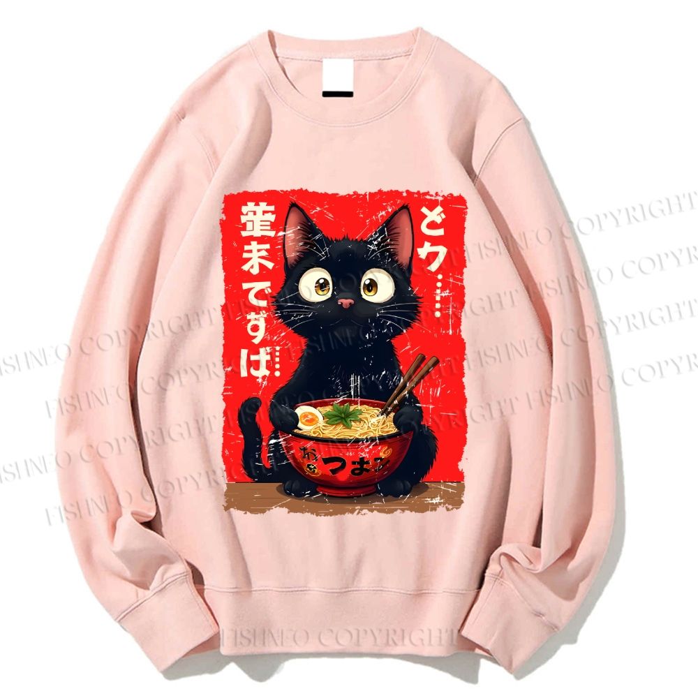 Unisex Ramen Cat Printed Sweatshirt