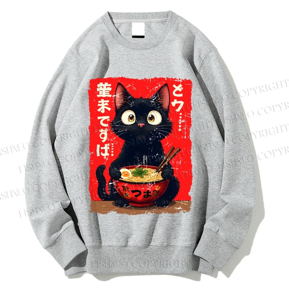 Unisex Ramen Cat Printed Sweatshirt
