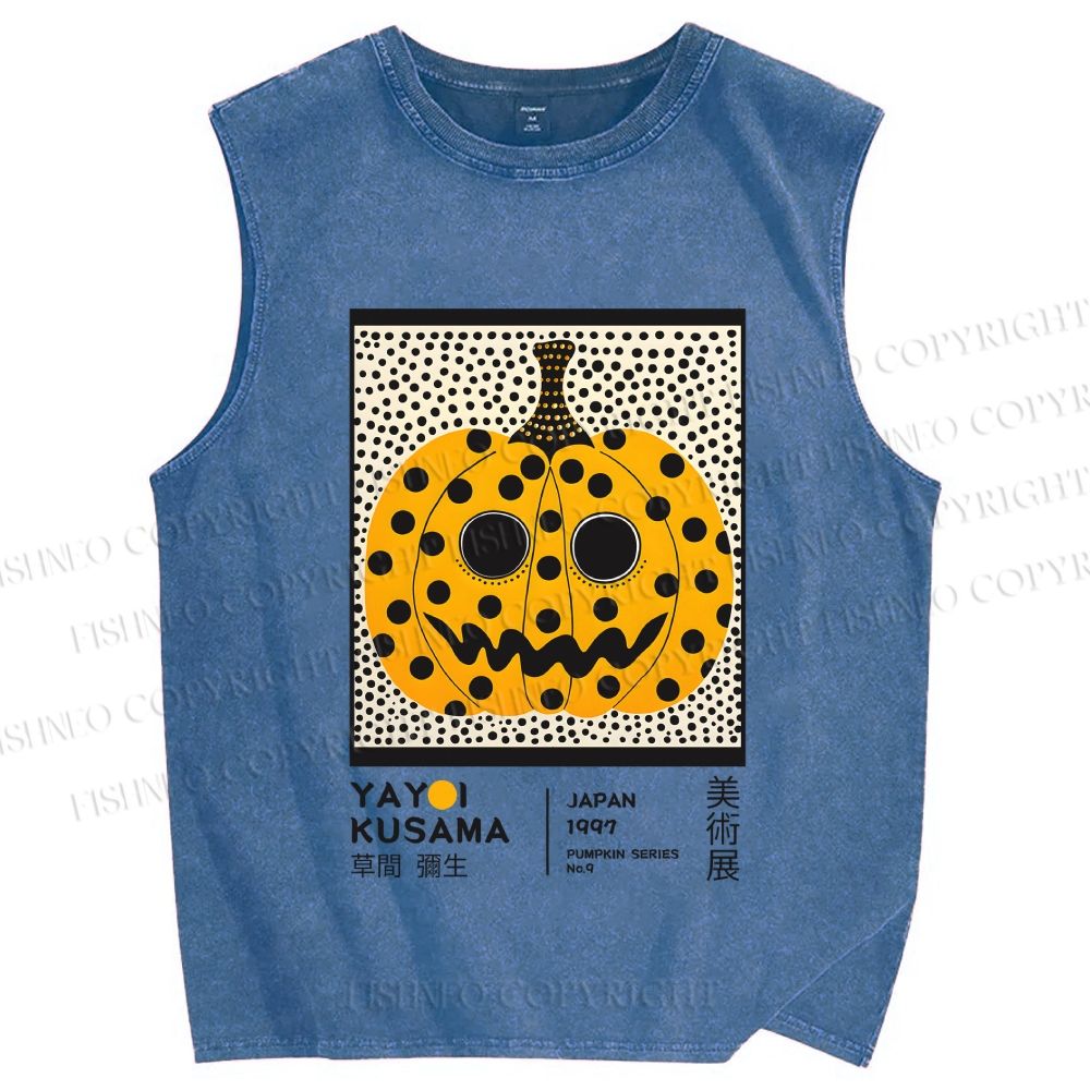 Unisex Yayoi Kusama Halloween Pumpkin Printed Washed Tank Top