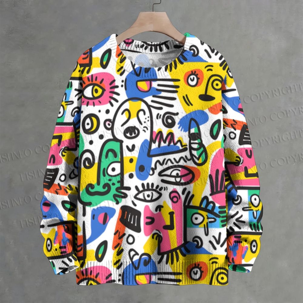 Abstract Graffiti Crew Neck Sweater