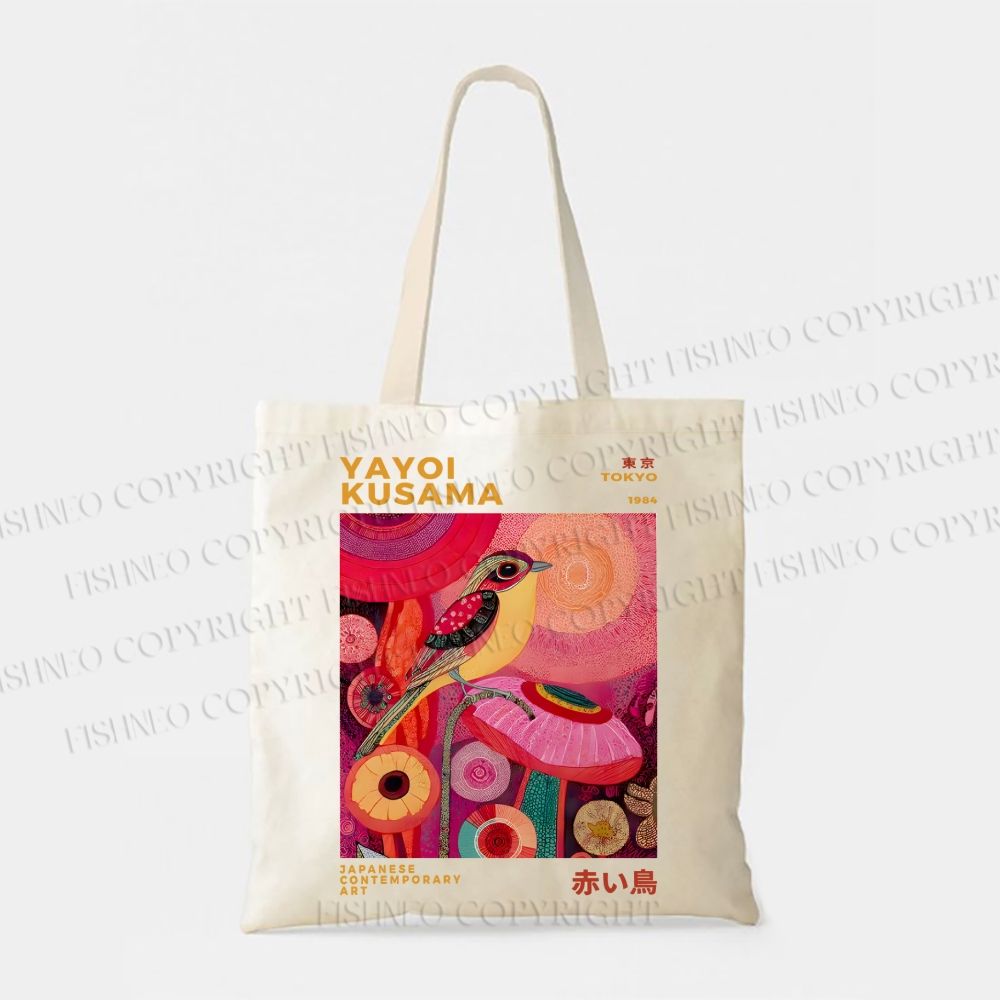 Yayoi Kusama Bird Canvas Tote Bag