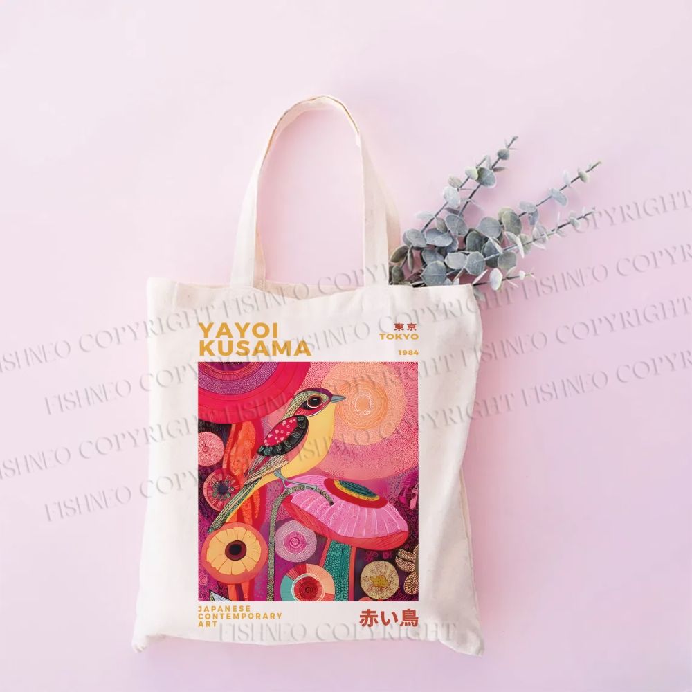 Yayoi Kusama Bird Canvas Tote Bag