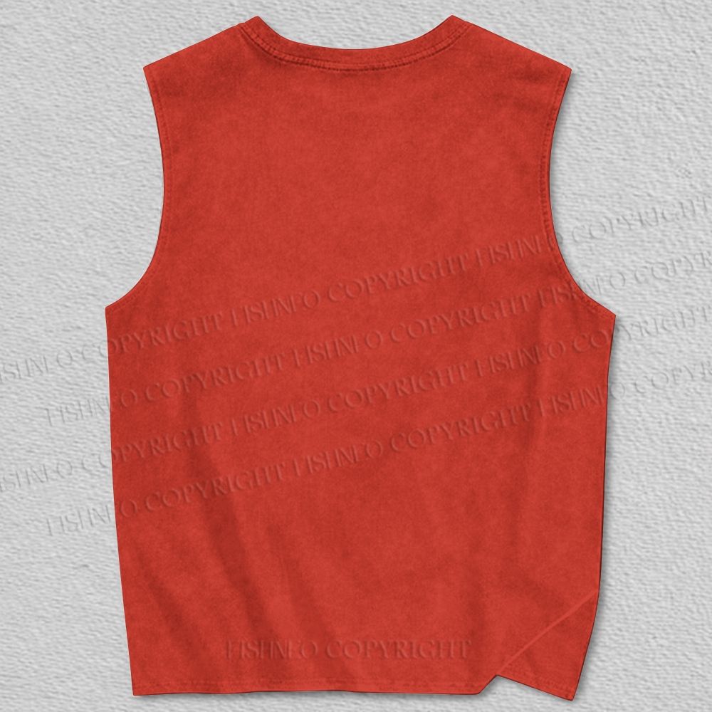 Unisex Ukiyo-e Tiger Bite the Knife Printed Tank Top