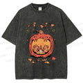 Unisex Rats in Halloween Pumpkin Printed Washed Tee
