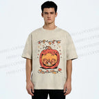 Unisex Rats in Halloween Pumpkin Printed Washed Tee