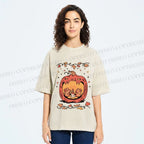 Unisex Rats in Halloween Pumpkin Printed Washed Tee