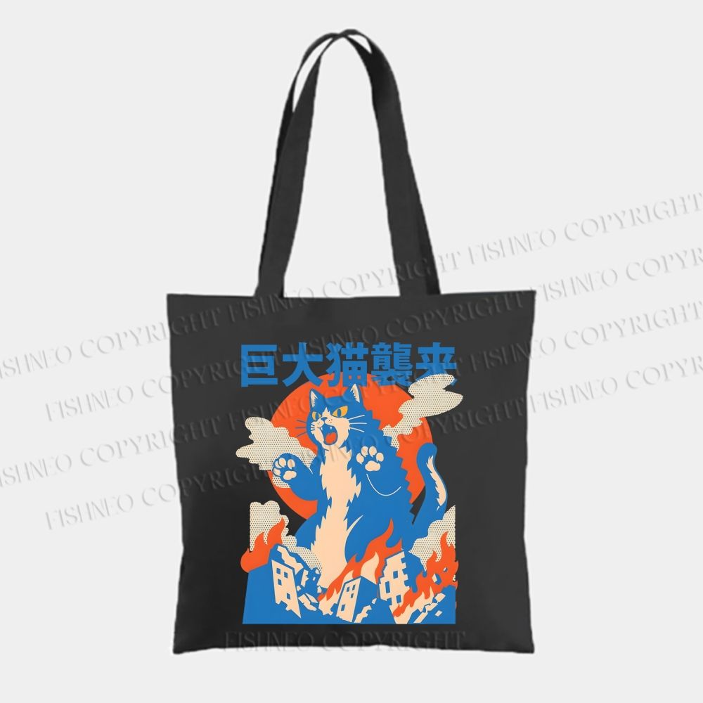 Giant Cat Monster Canvas Tote Bag