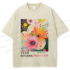 Unisex Yayoi Kusama Flowers Printed Washed Tee