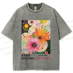 Unisex Yayoi Kusama Flowers Printed Washed Tee