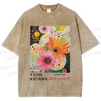 Unisex Yayoi Kusama Flowers Printed Washed Tee
