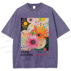 Unisex Yayoi Kusama Flowers Printed Washed Tee