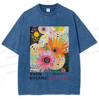 Unisex Yayoi Kusama Flowers Printed Washed Tee