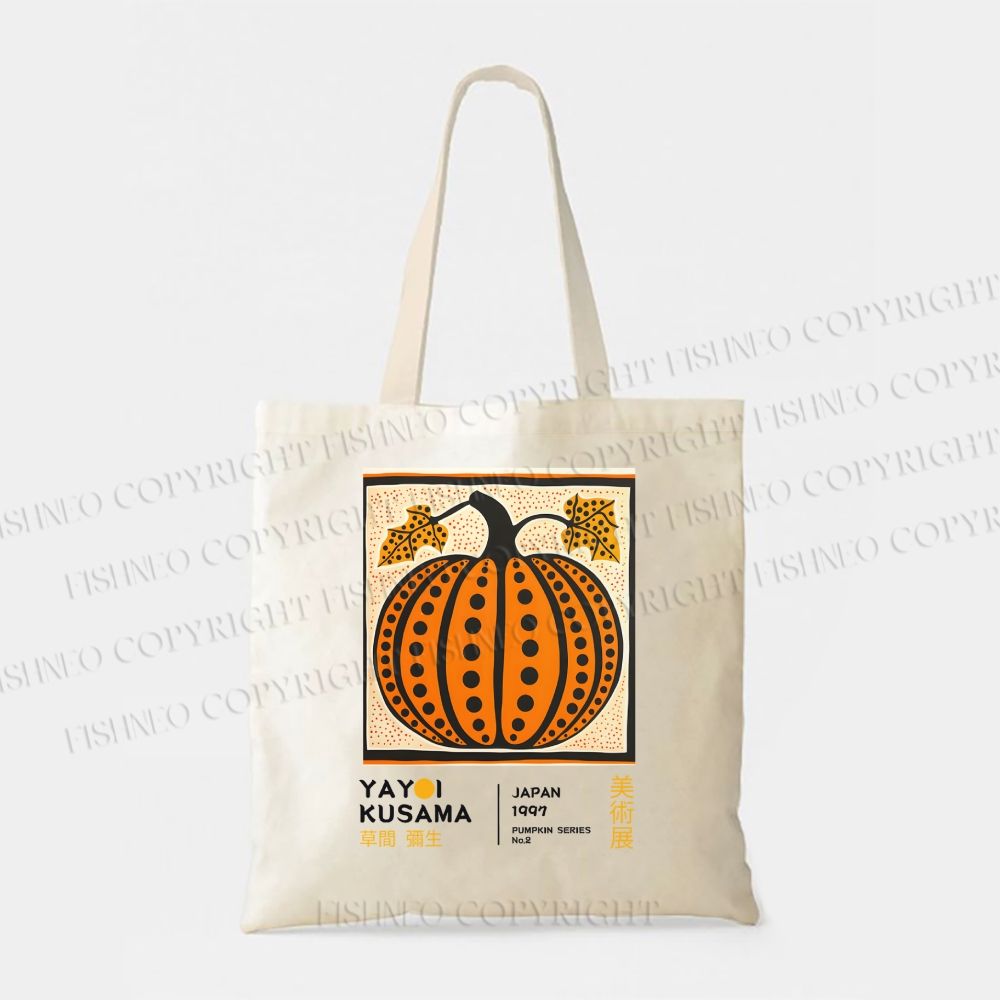 Yayoi Kusama Halloween Pumpkin Canvas Tote Bag