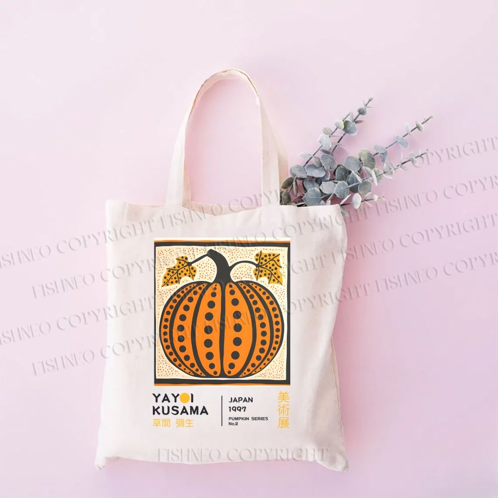 Yayoi Kusama Halloween Pumpkin Canvas Tote Bag