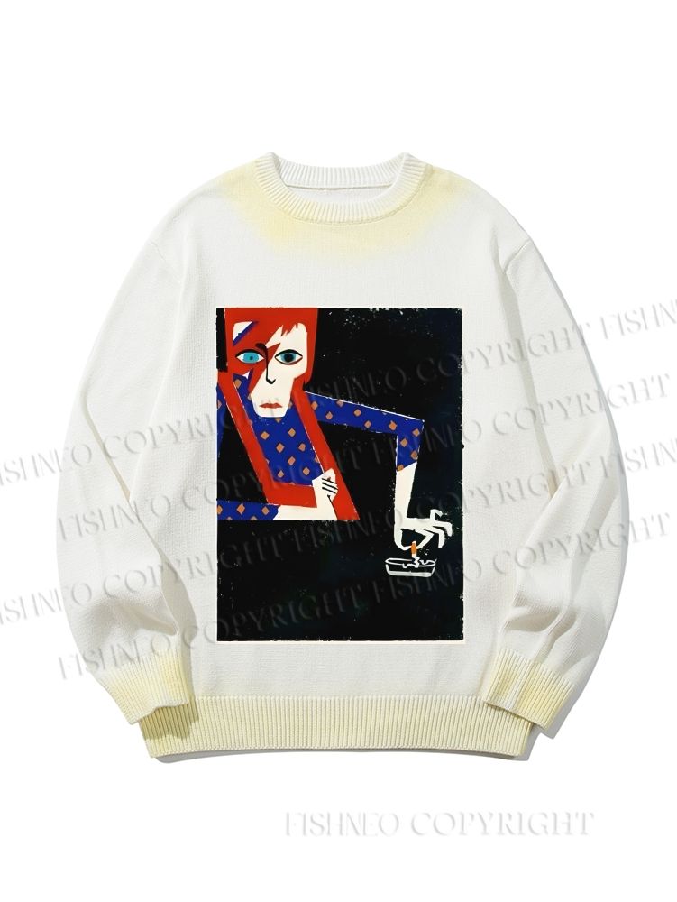 Unisex David Bowie Vintage Graffiti Gradient Casual sweater