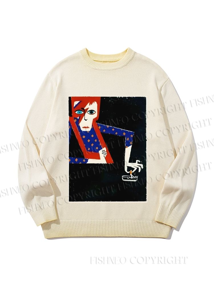 Unisex David Bowie Vintage Graffiti Gradient Casual sweater