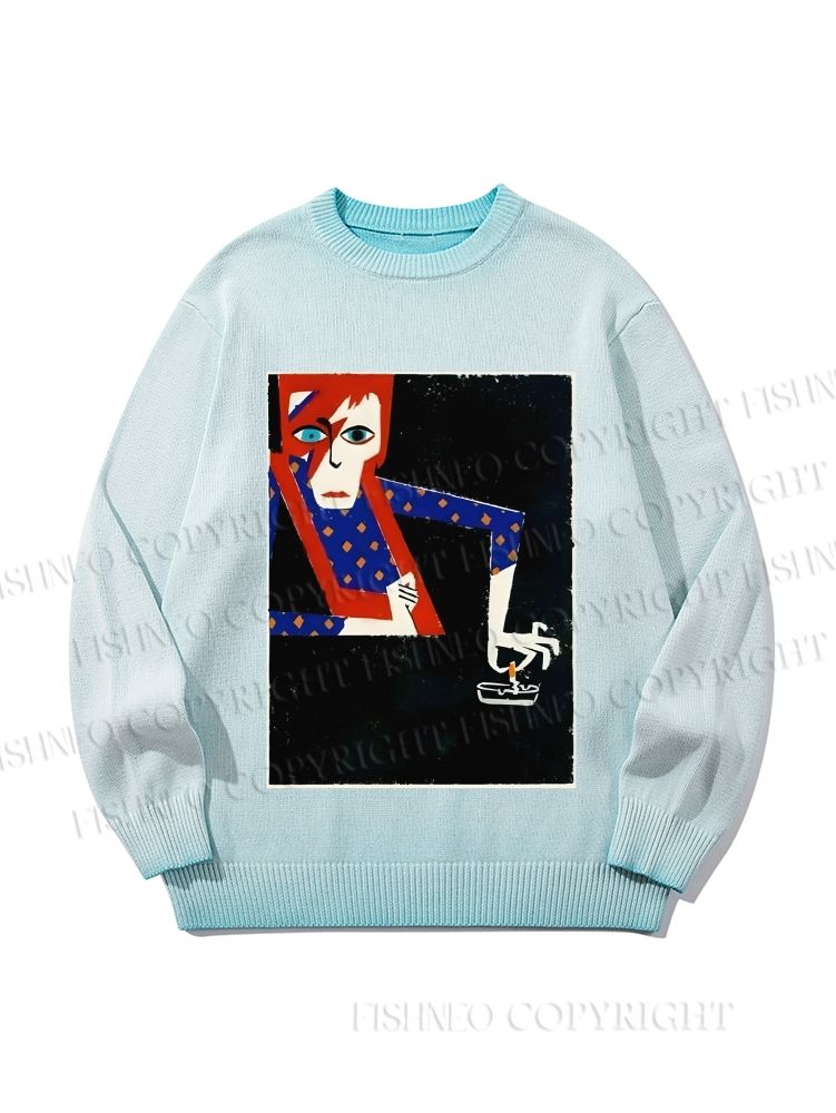 Unisex David Bowie Vintage Graffiti Gradient Casual sweater