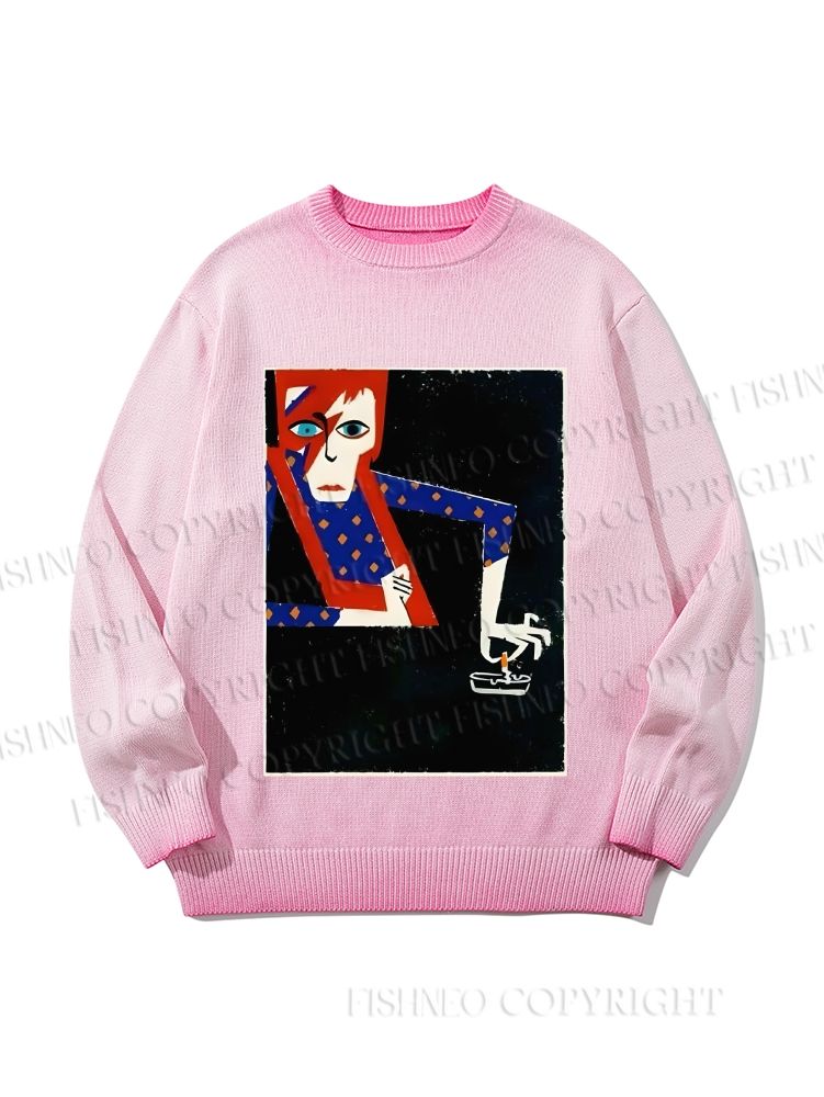 Unisex David Bowie Vintage Graffiti Gradient Casual sweater