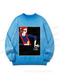 Unisex David Bowie Vintage Graffiti Gradient Casual sweater