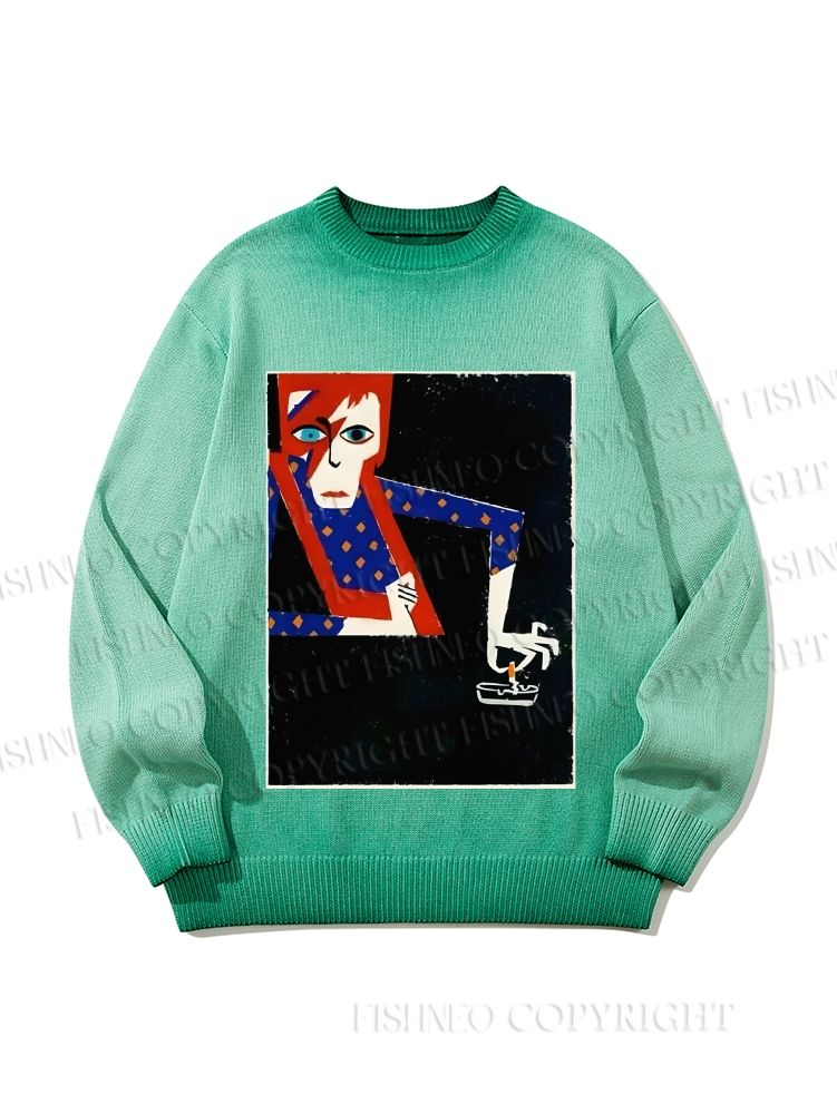 Unisex David Bowie Vintage Graffiti Gradient Casual sweater