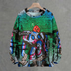 Jean-Michel Basquiat Style Graffiti Crew Neck Sweater