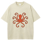 Octopus Give The Middle Finger Washed T-Shirt