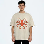 Octopus Give The Middle Finger Washed T-Shirt