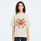 Octopus Give The Middle Finger Washed T-Shirt