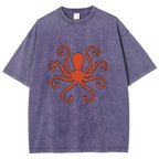 Octopus Give The Middle Finger Washed T-Shirt