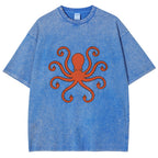 Octopus Give The Middle Finger Washed T-Shirt