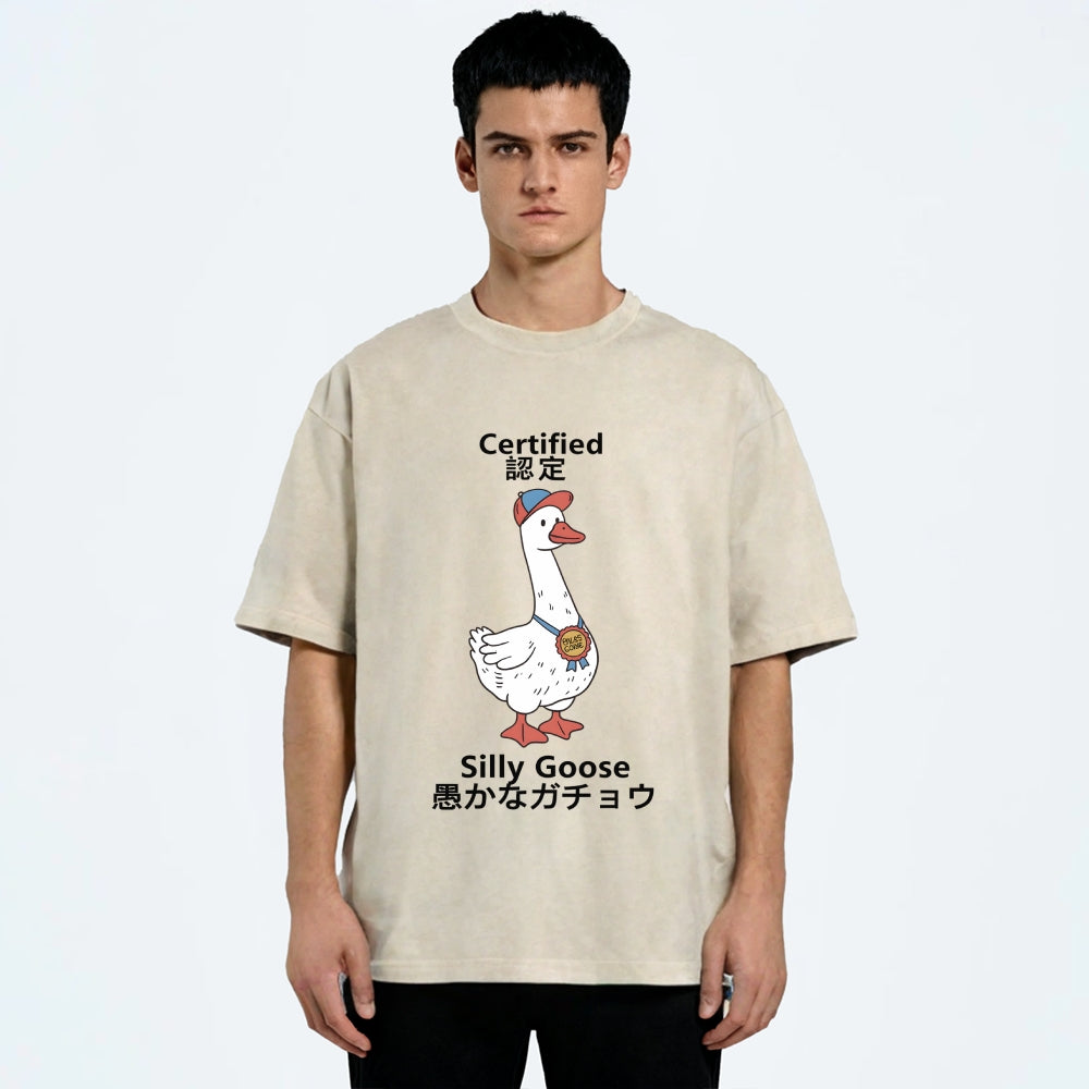 Certified Funny Silly Goose  Washed T-Shirt