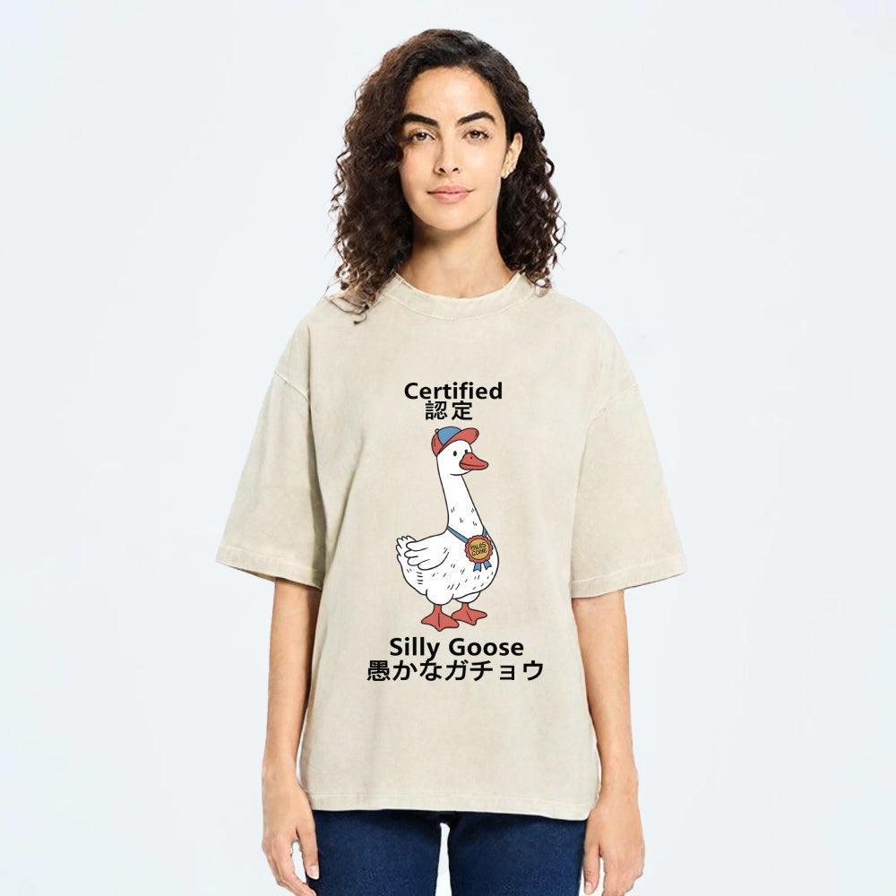 Certified Funny Silly Goose  Washed T-Shirt