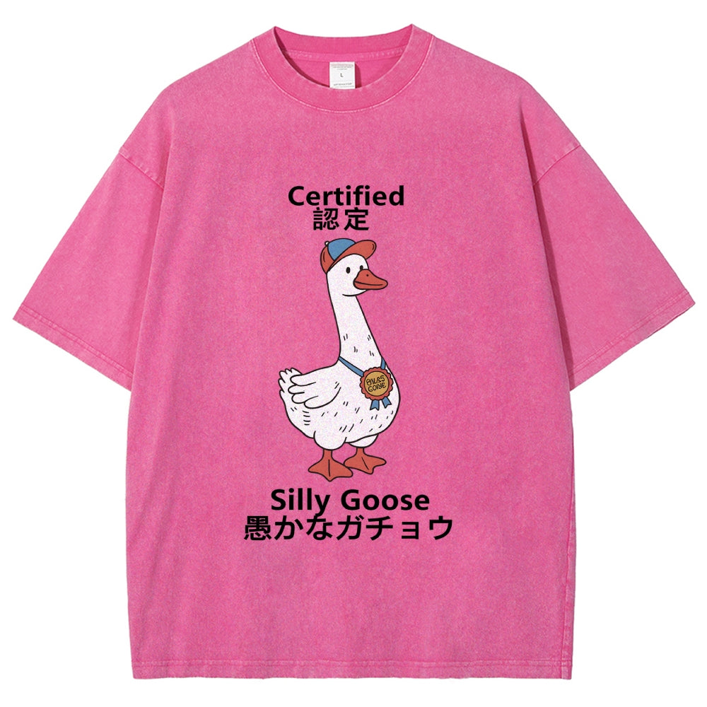 Certified Funny Silly Goose  Washed T-Shirt