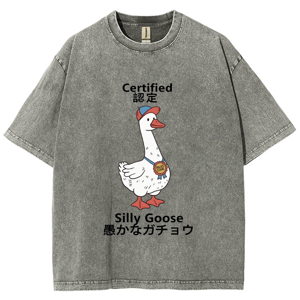 Certified Funny Silly Goose  Washed T-Shirt
