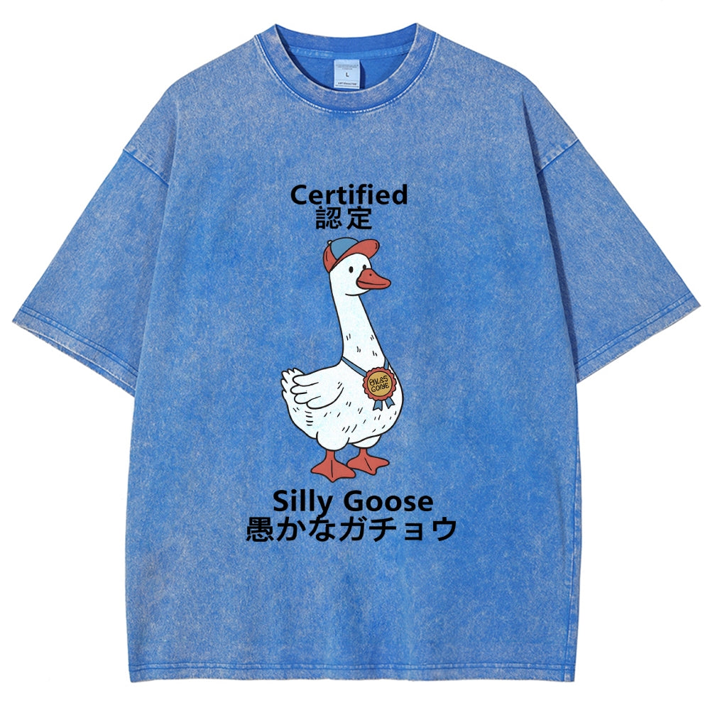 Certified Funny Silly Goose  Washed T-Shirt
