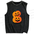 Unisex Halloween Pumpkins Printed Washed Tank Top