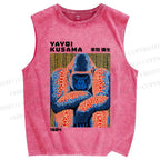 Unisex Yayoi Kusama Gorilla Printed Washed Tank Top