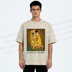 Unisex Klimt The Kiss Printed Washed Tee