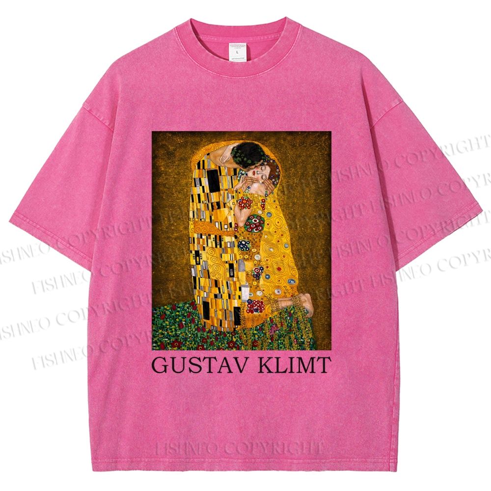Unisex Klimt The Kiss Printed Washed Tee