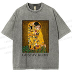 Unisex Klimt The Kiss Printed Washed Tee