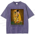 Unisex Klimt The Kiss Printed Washed Tee