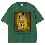 Unisex Klimt The Kiss Printed Washed Tee