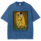 Unisex Klimt The Kiss Printed Washed Tee