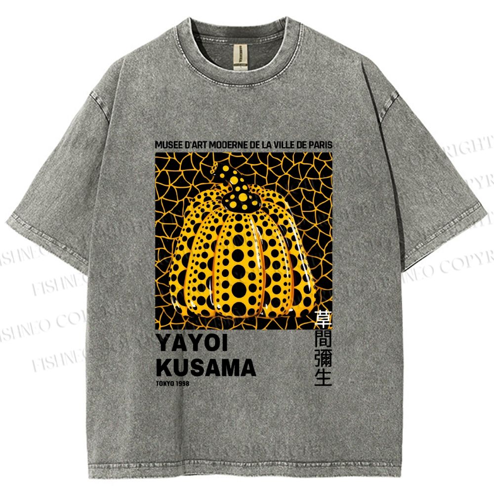 Unisex Yayoi Kusama Pumpkin Printed Washed Tee