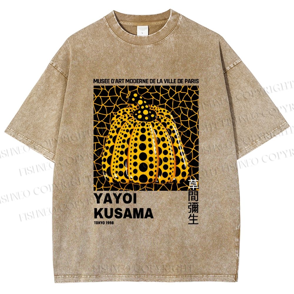 Unisex Yayoi Kusama Pumpkin Printed Washed Tee