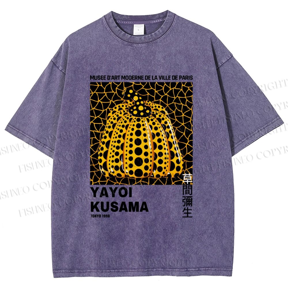 Unisex Yayoi Kusama Pumpkin Printed Washed Tee