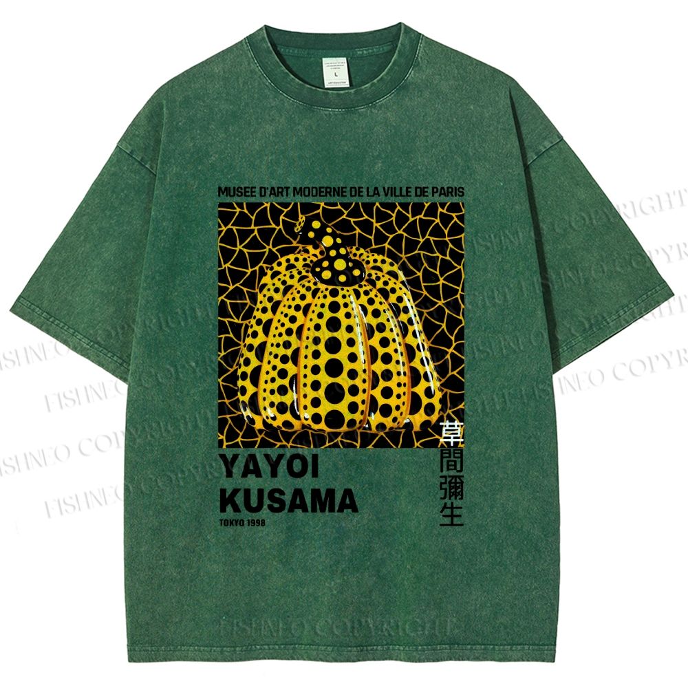 Unisex Yayoi Kusama Pumpkin Printed Washed Tee