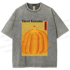 Unisex Yayoi Kusama Pumpkin Printed Washed Tee